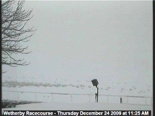 Whiteout conditions at Wetherby Racecourse Whiteout conditions at Wetherby Racecourse